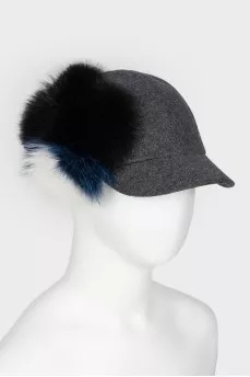 Fur applique cap