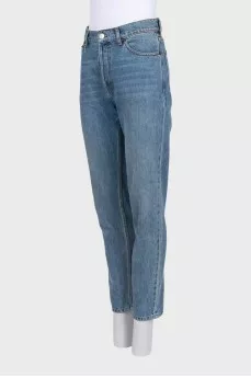 Синие джинсы straight fit на пуговицах