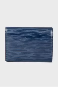 Blue purse of texture leather