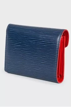 Blue purse of texture leather