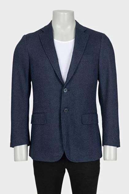 Men's dark blue wool and cashmere jacket