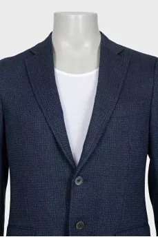 Men's dark blue wool and cashmere jacket
