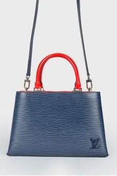 Blue bag made of texture leather