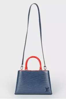 Blue bag made of texture leather