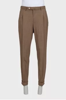 Men's brown wool and silk trousers