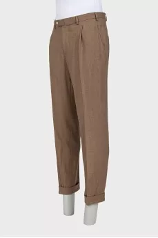 Men's brown wool and silk trousers