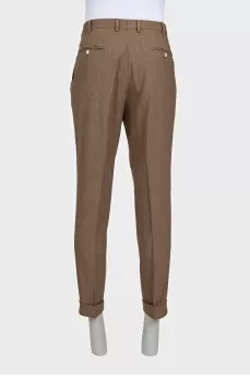 Men's brown wool and silk trousers