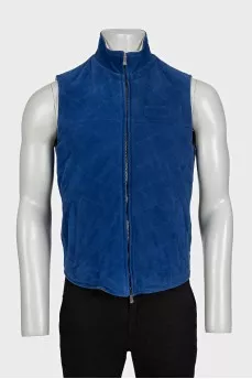 Men's reversible suede vest with zipper