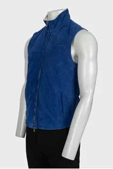 Men's reversible suede vest with zipper