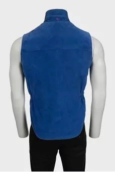 Men's reversible suede vest with zipper