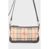 Brown leather zipper handbag
