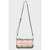 Brown leather zipper handbag