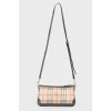 Brown leather zipper handbag