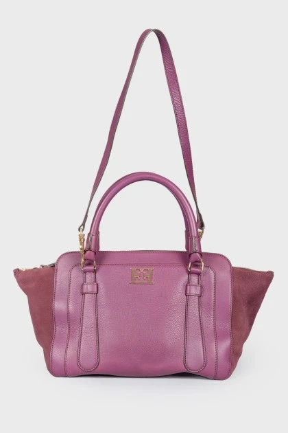 Purple suede inserts and tag bag