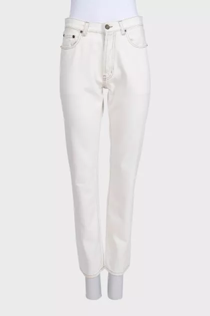Белые джинсы straight fit на высокой посадке