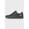 Men's leather embroidered branding sneakers
