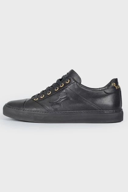 Men's leather embroidered branding sneakers