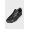 Men's leather embroidered branding sneakers