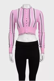 Pink striped button-down top