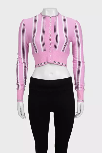 Pink striped button-down top