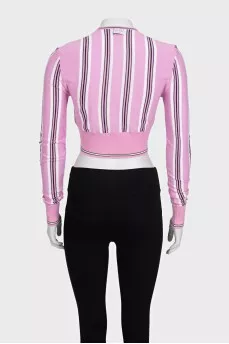 Pink striped button-down top