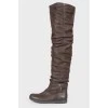 Brown low-heeled booties