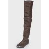Brown low-heeled booties