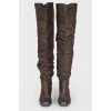 Brown low-heeled booties