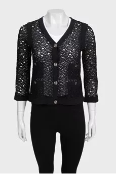 Perforated cardigan with buttons
