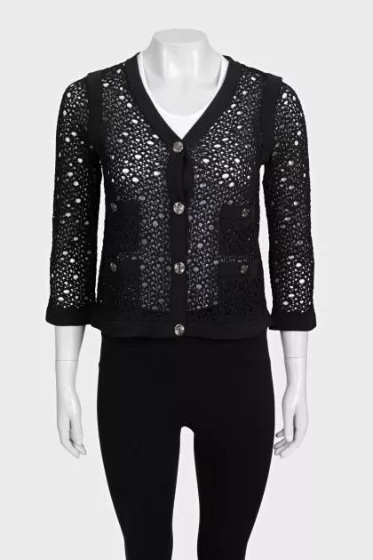 Perforated cardigan with buttons