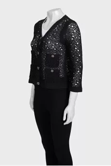 Perforated cardigan with buttons