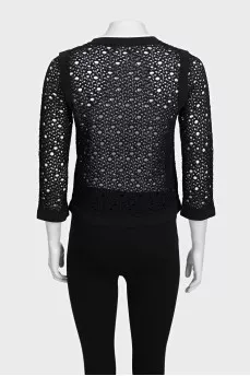 Perforated cardigan with buttons