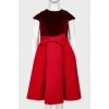 Children's red dress with velvet top