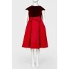 Children's red dress with velvet top