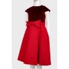 Children's red dress with velvet top