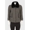 Cropped fur collar coat