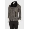 Cropped fur collar coat
