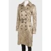Golden coat with floral embroidery