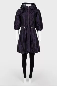 Shimmering fabric jacket with short sleeves