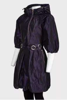 Shimmering fabric jacket with short sleeves