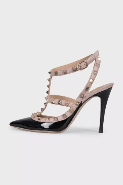 Слінгбеки Rockstud з лакової шкіри