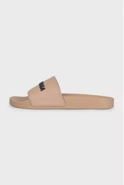 Brown flip-flops with logo