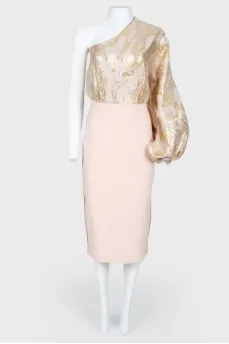 One shoulder straight skirt dress