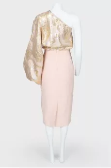 One shoulder straight skirt dress