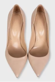 Beige leather stiletto heels
