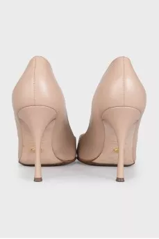 Beige leather stiletto heels