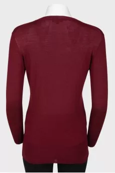 Burgundy patch pockets cardigan