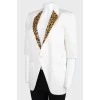 White leopard collar jacket