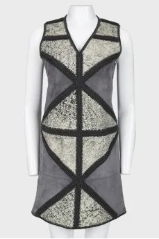 Suede leather inserts dress