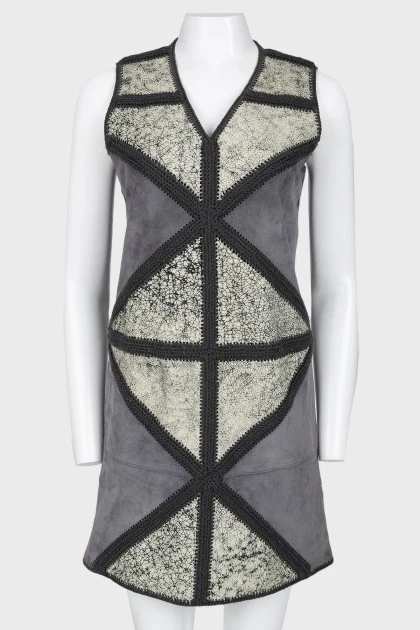 Suede leather inserts dress